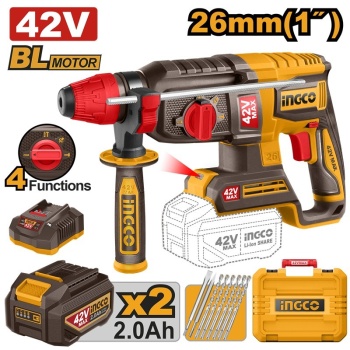 INGCO 42V BL 26MM 4-MODE ROTARY HAMMER 2X2.0AH
