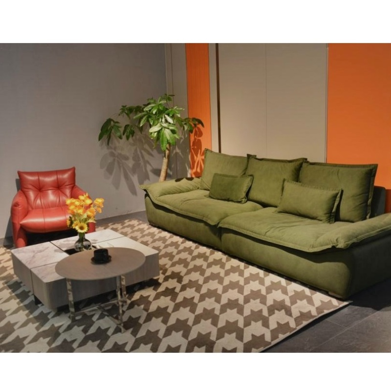 法式复古帆船沙发客厅小户型超宽坐深直排雪尼尔布艺沙发