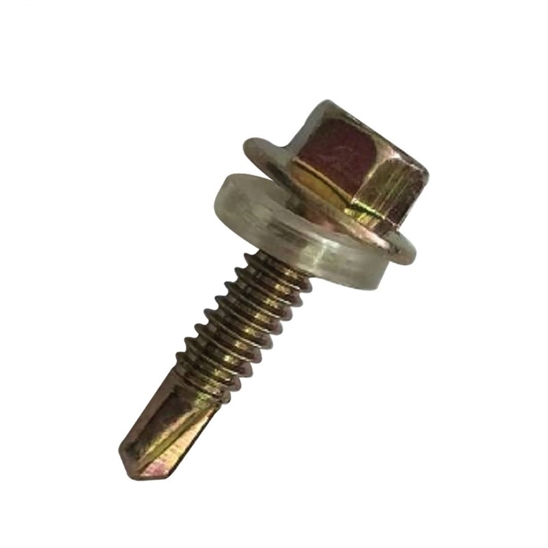 R Hex Washer Flange Head Self Drilling Screw #12-24*1"-自攻螺丝