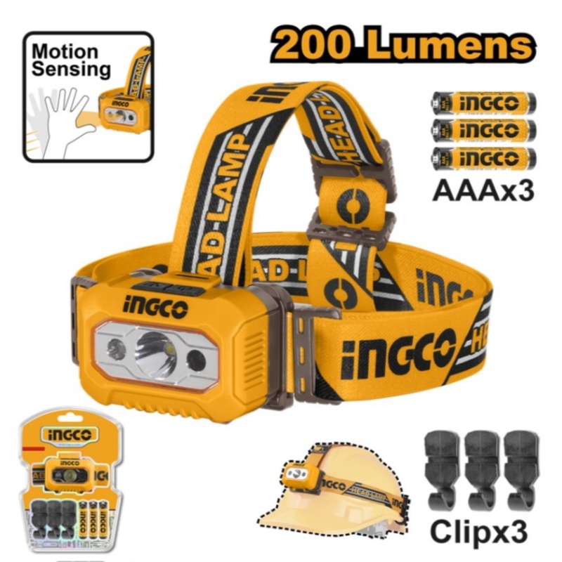 INGCO -IPX4 waterproof headlamp 200 lumens-200流明头灯