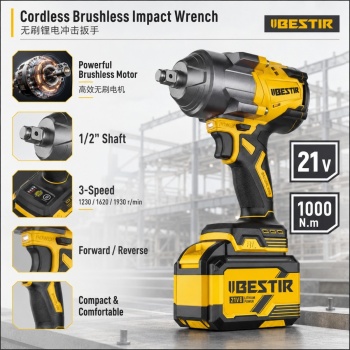 21V 1000N·m Brushless Impact Wrench – 1 SET